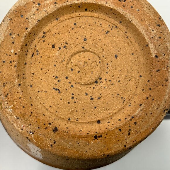 (2) Handcrafted Blue and White Floral Transferware White Speckled Coffee Mugs - Picture 3 of 13